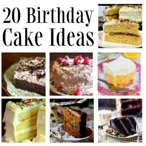 Collage of birthday cake images with title text overlay.