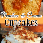 Collage of peach cupcakes with text overlay for Pinterest.