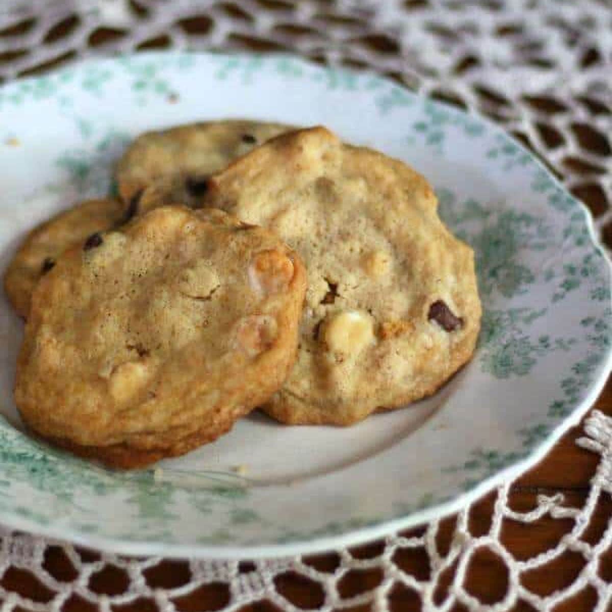 Chocolate chip cookies on a plate.