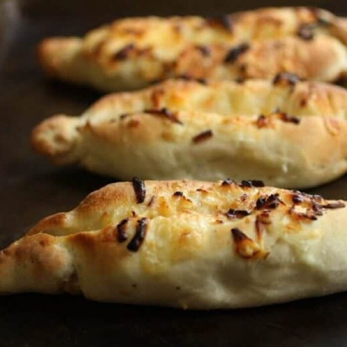 Closeup of a cheese turnover.