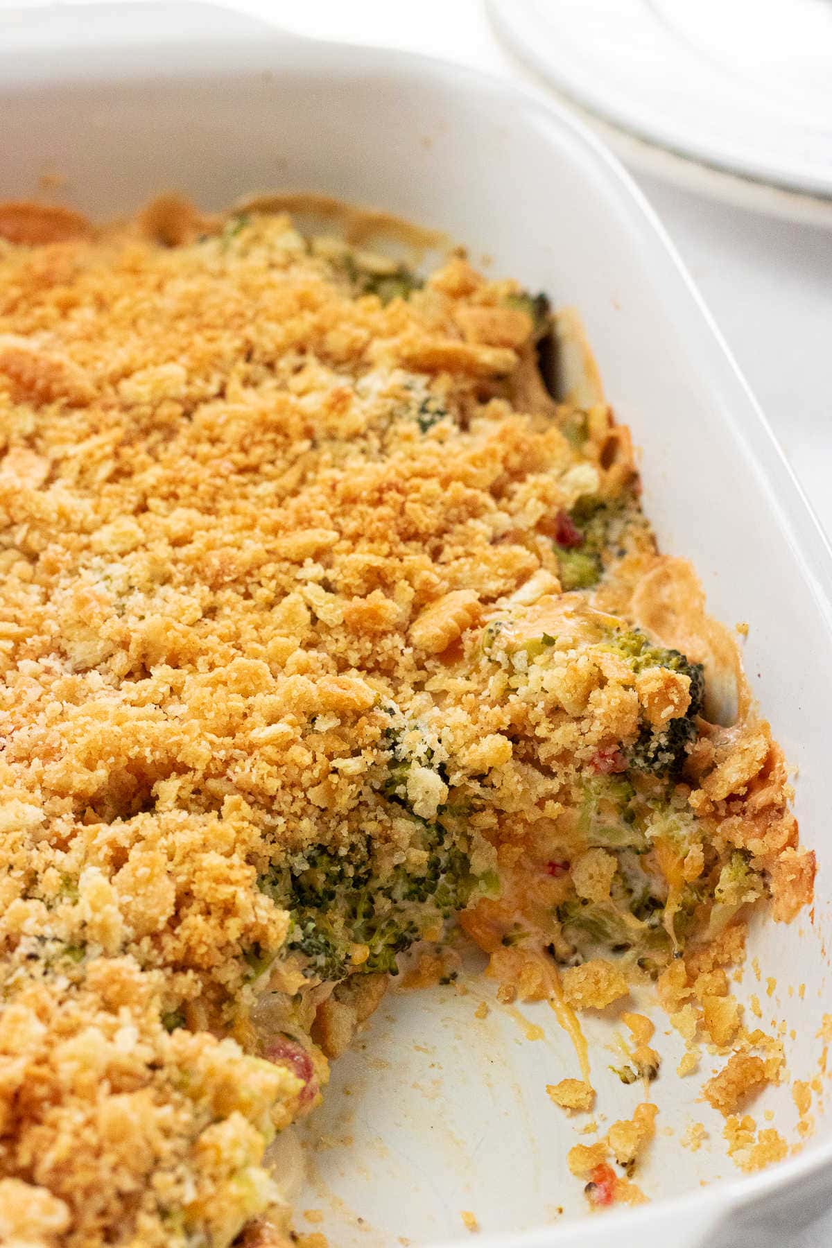 Casserole with a serving removed.