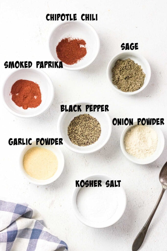 Labeled ingredients for Popeye's seasoning mix recipe.