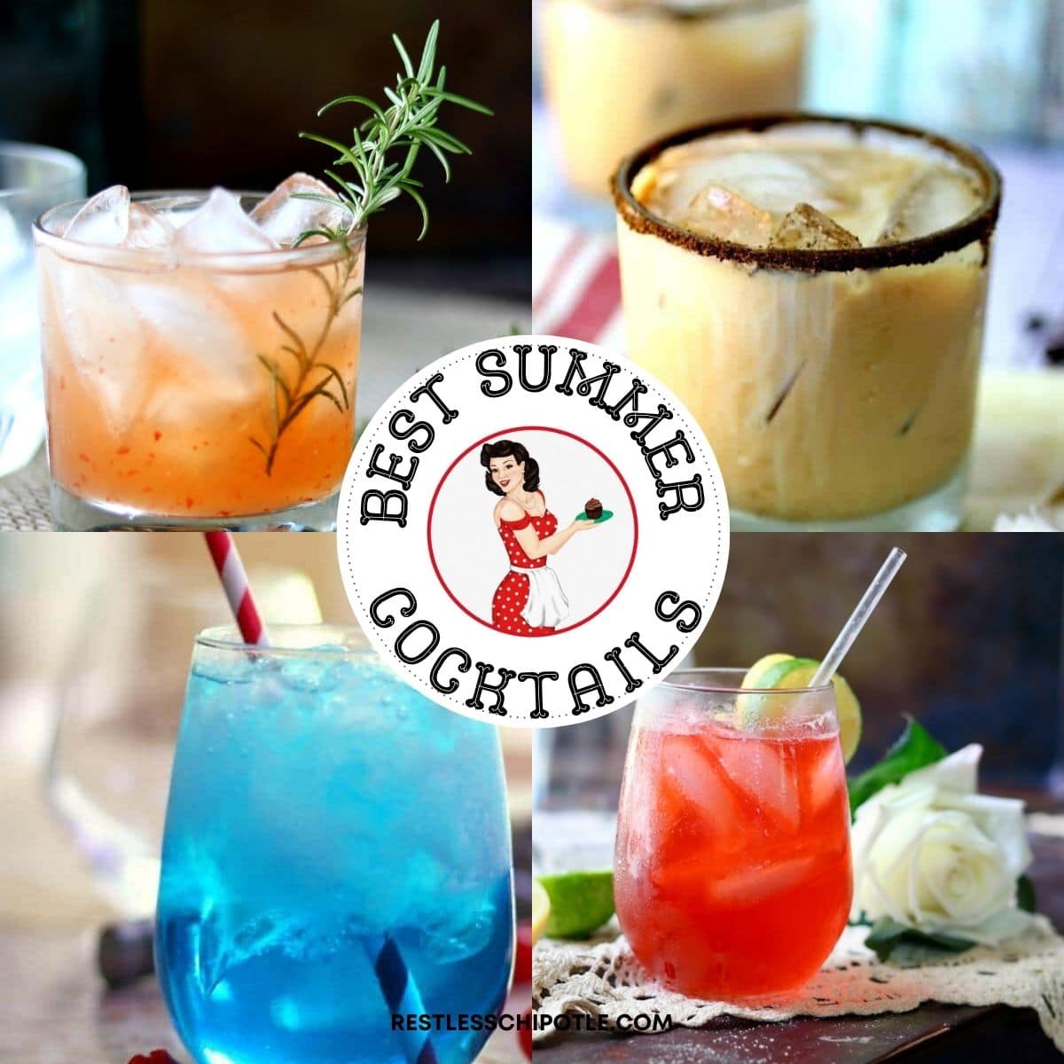 A collage of cocktails with text overlay for feature image.