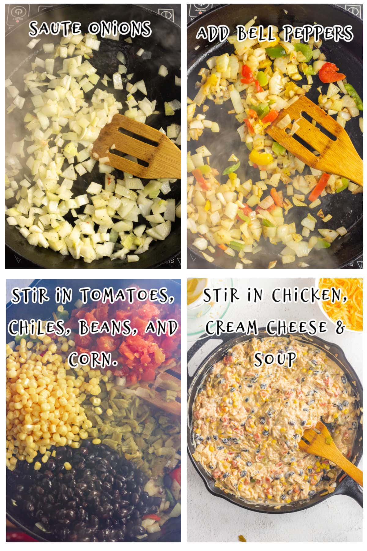 Collage of images showing steps 1-4 for making this recipe.