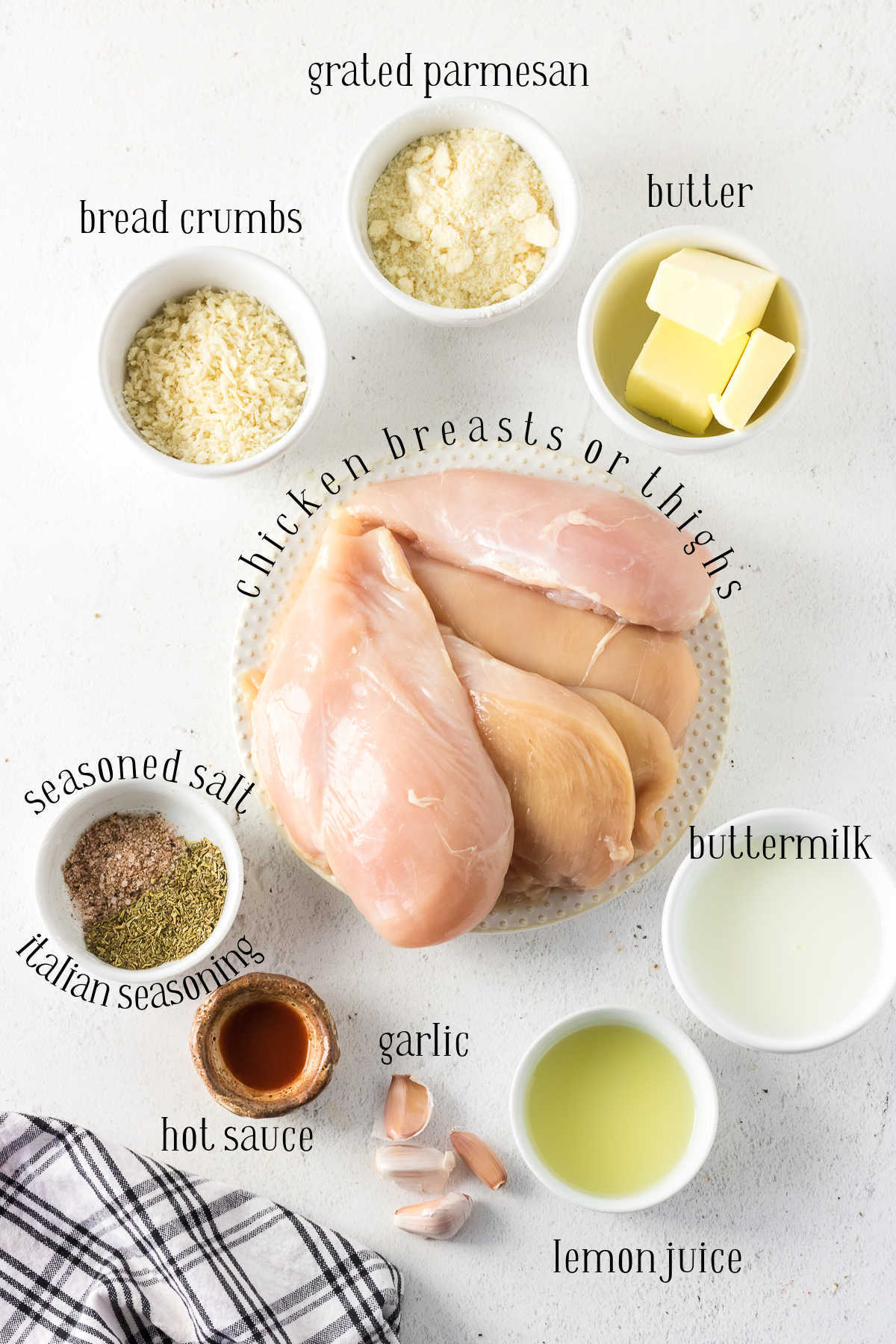 Labeled ingredients for this chicken recipe.