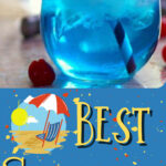 A blue cocktail with text overlay for Pinterest.