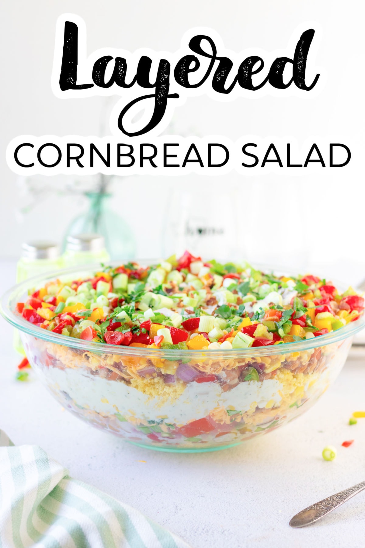 Title image for cornbread salad recipe with a text overlay.