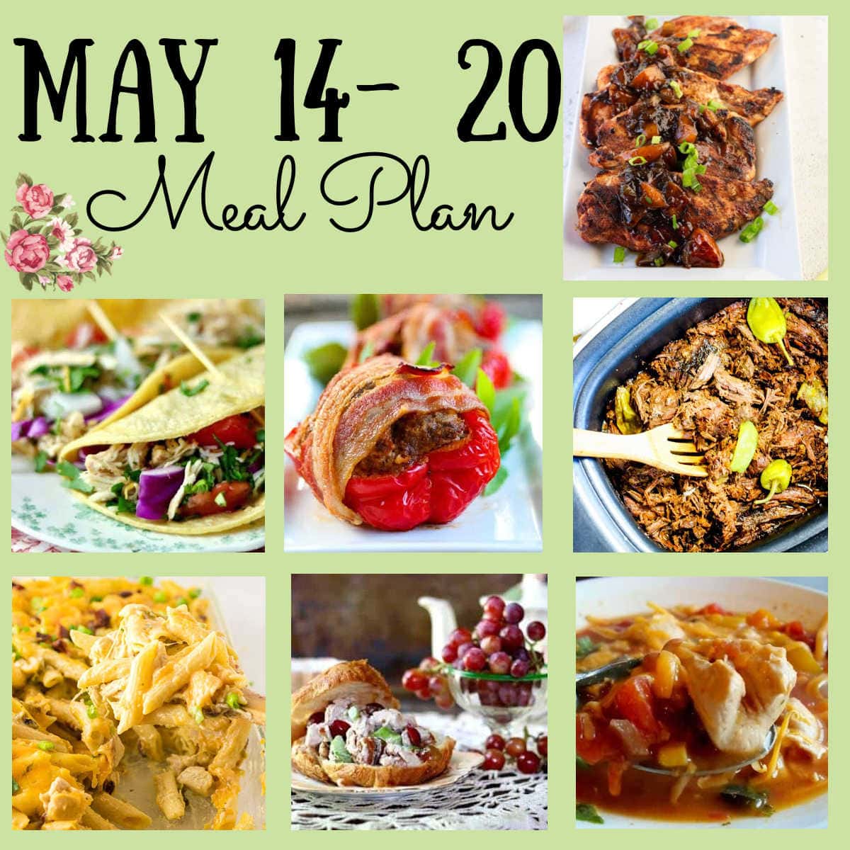 Collage of images from the May 14- 20 meal plan.