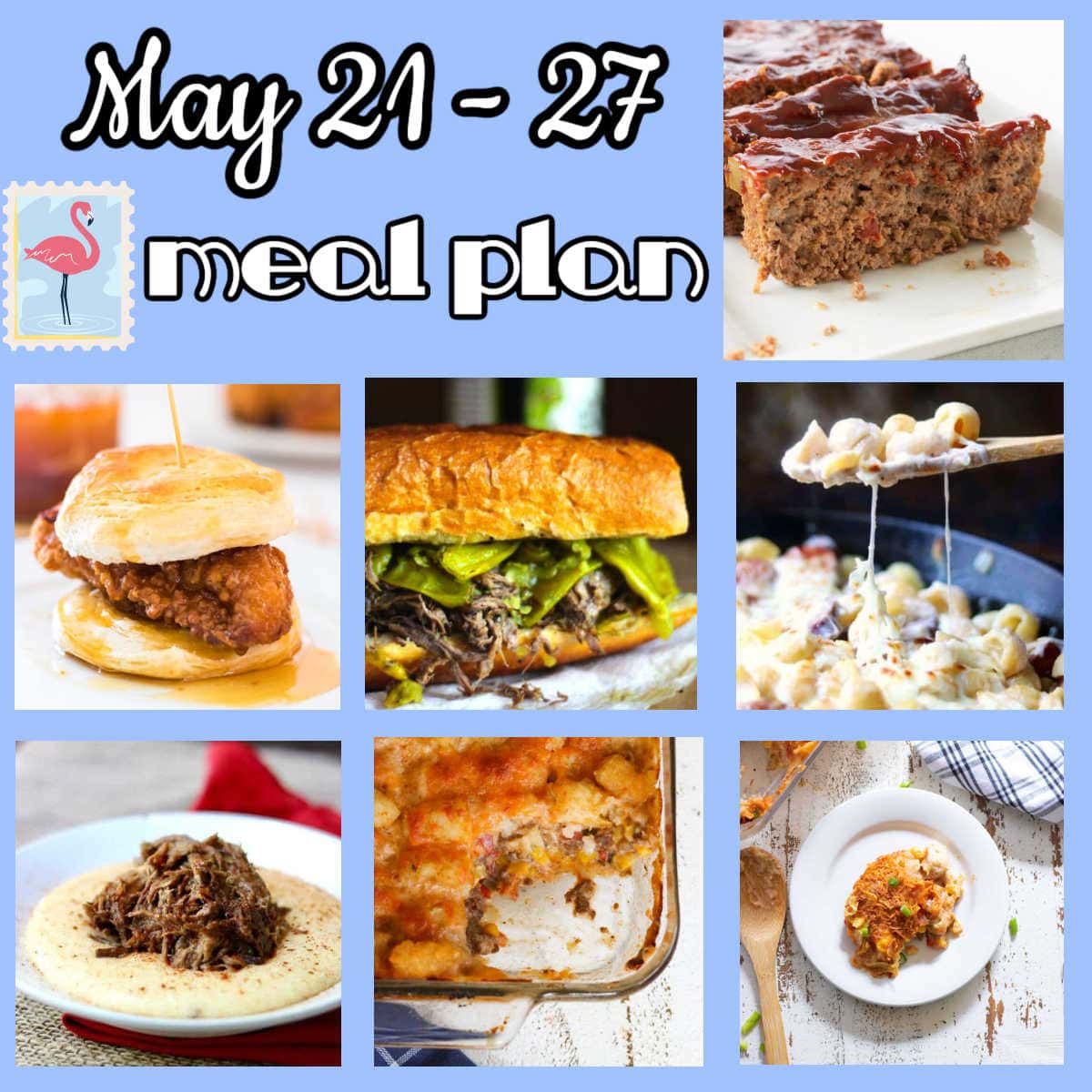 A collage of main dish images from this meal plan.