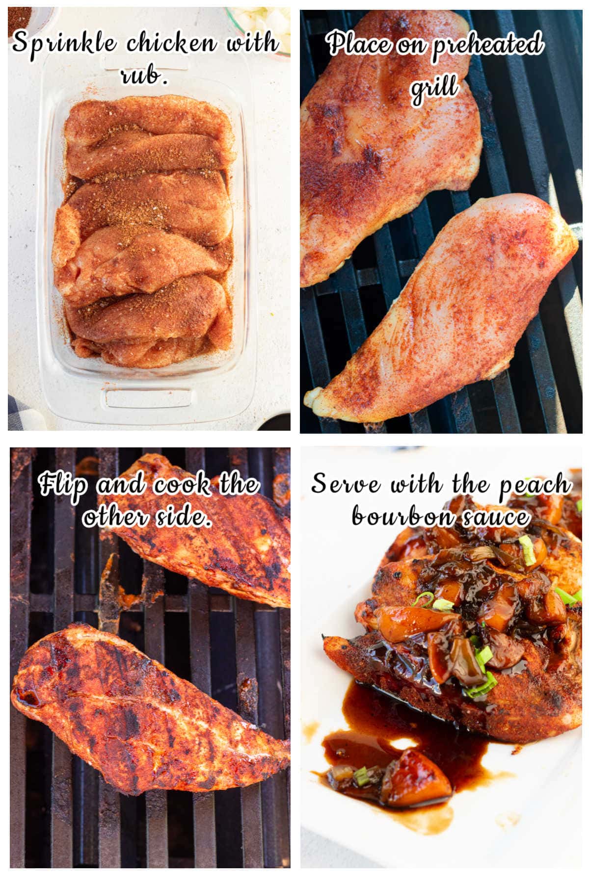 Step by step images showing how to grill the chicken.