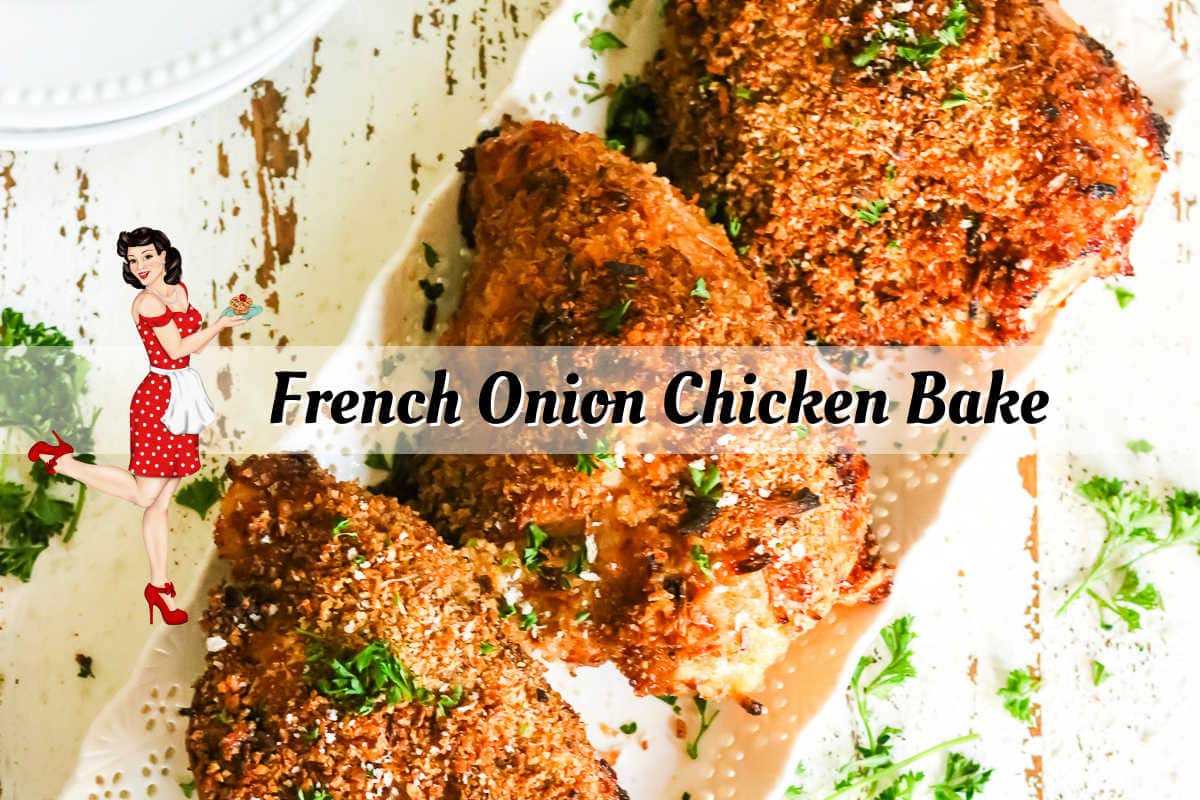 Clickable title image for the French Onion Chicken video on YouTube.