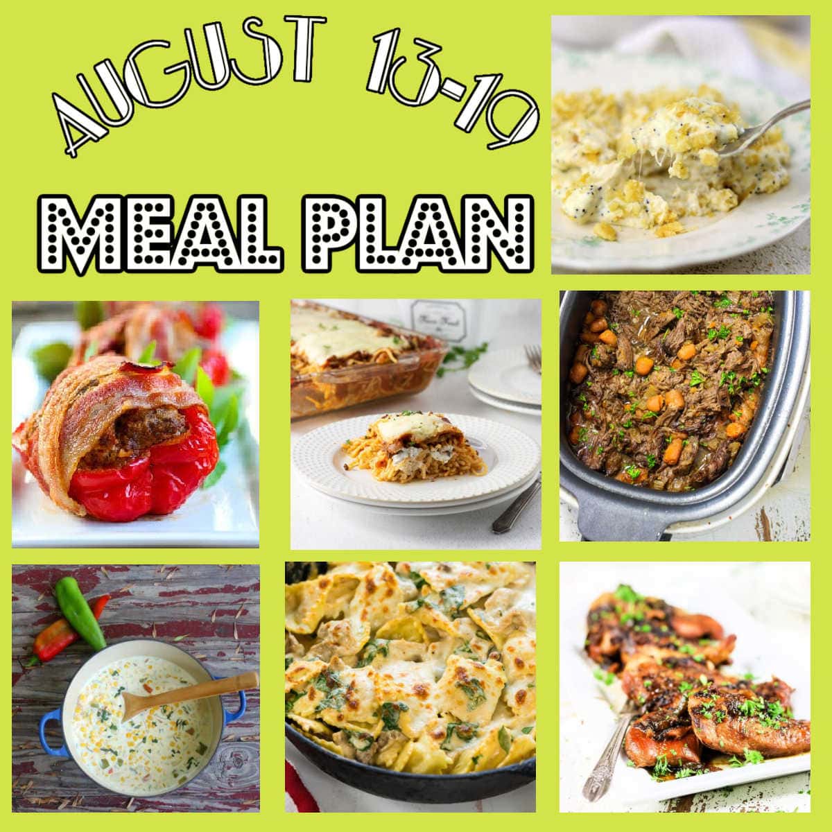 Collage of images from this week's meal plan.