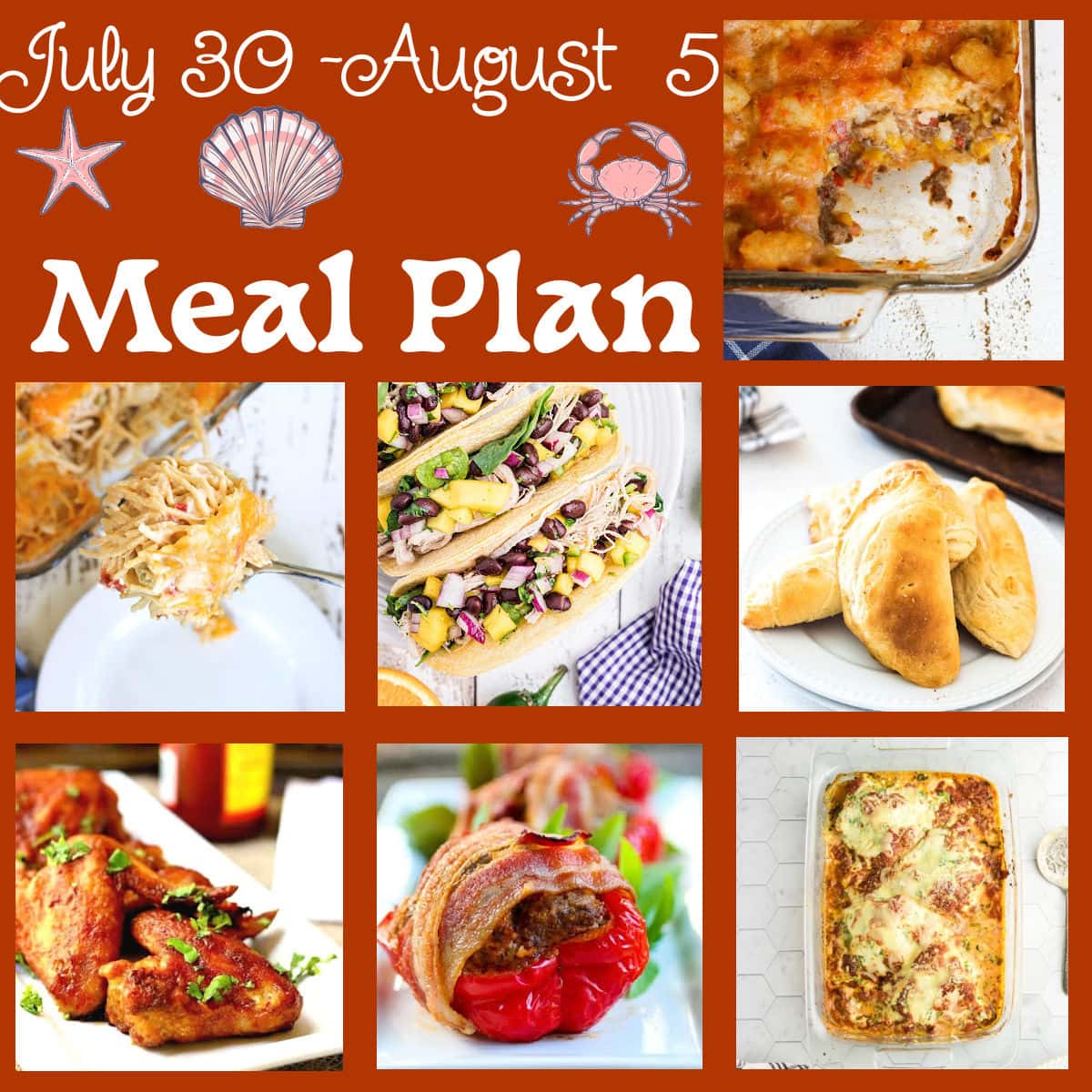 Collage of images from this week's meal plan.