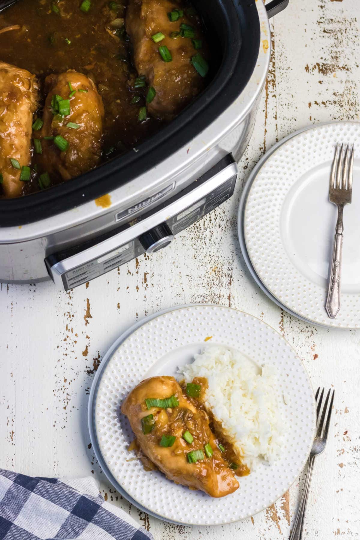 Teriyaki chicken in the slow cooker.