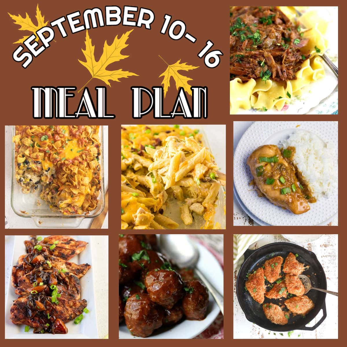 September 10-16 menu plan collage with images and text overlay.