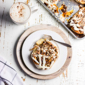 Overhead view of the pecan roll for the feature image.