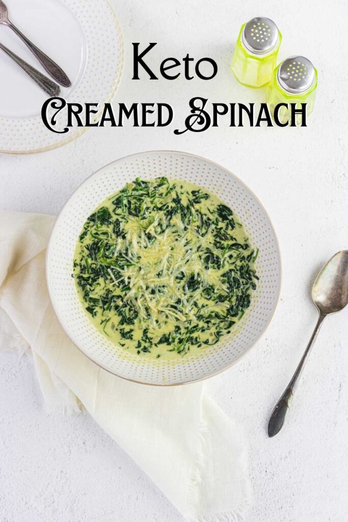 Title image for Keto Creamed Spinach post.