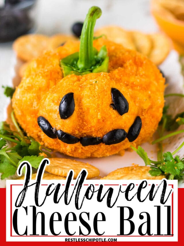 Halloween Cheese Ball (Jack-o-Lantern)
