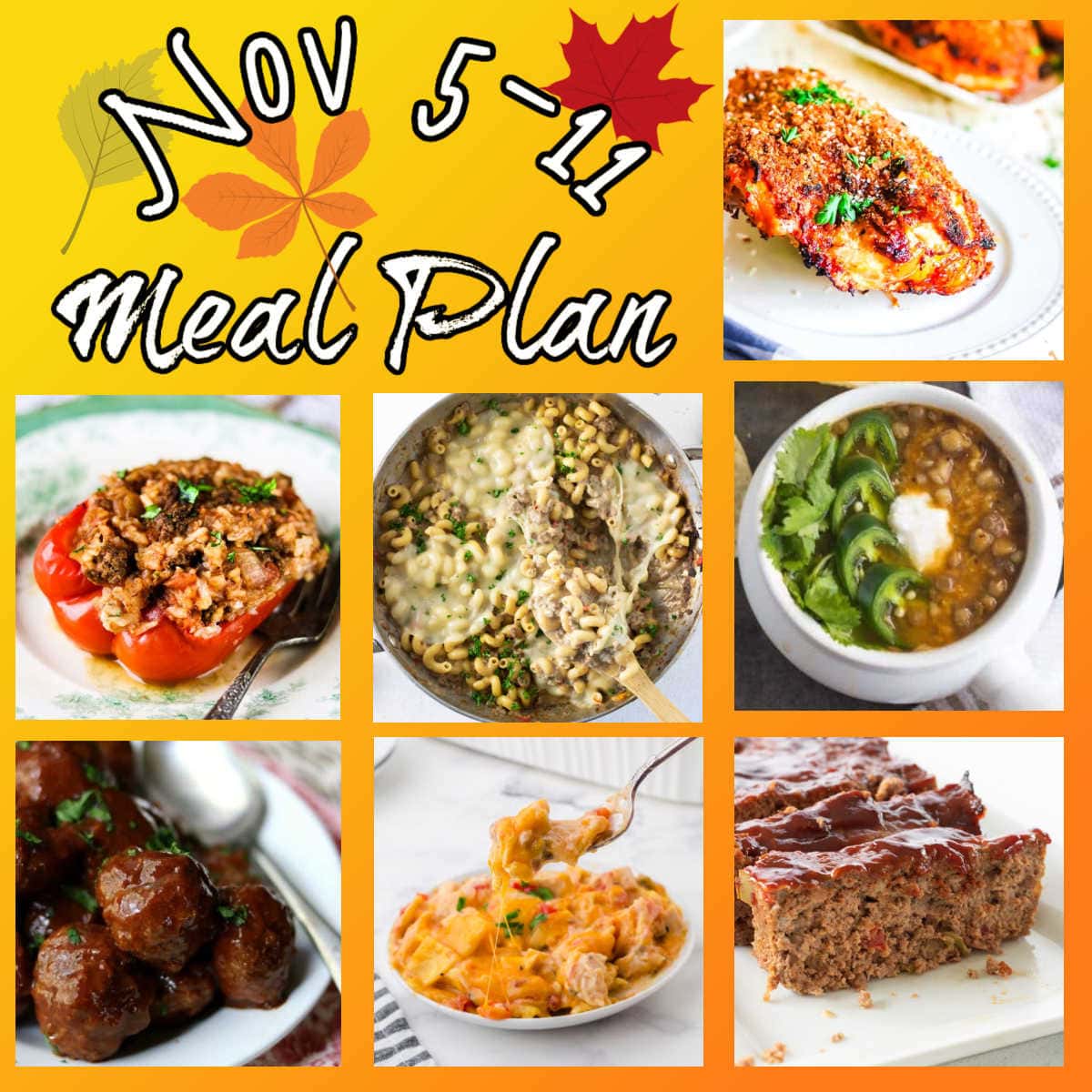 Collage of images from this meal plan with text overlay.
