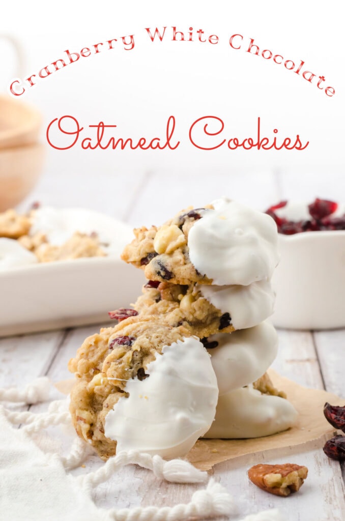 A stack of cookies on a white table.