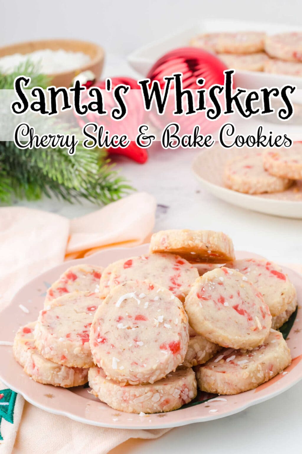 Santa's Whiskers Cookies (Easy Cherry Slice and Bake) - Restless Chipotle