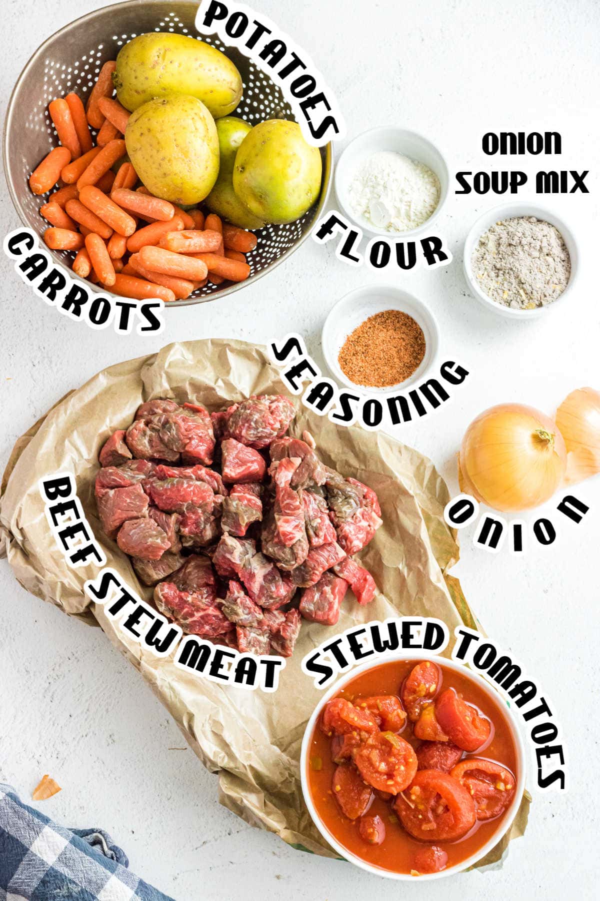 Ingredients for beef stew.