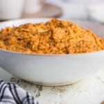 Close up of whipped sweet potatoes.