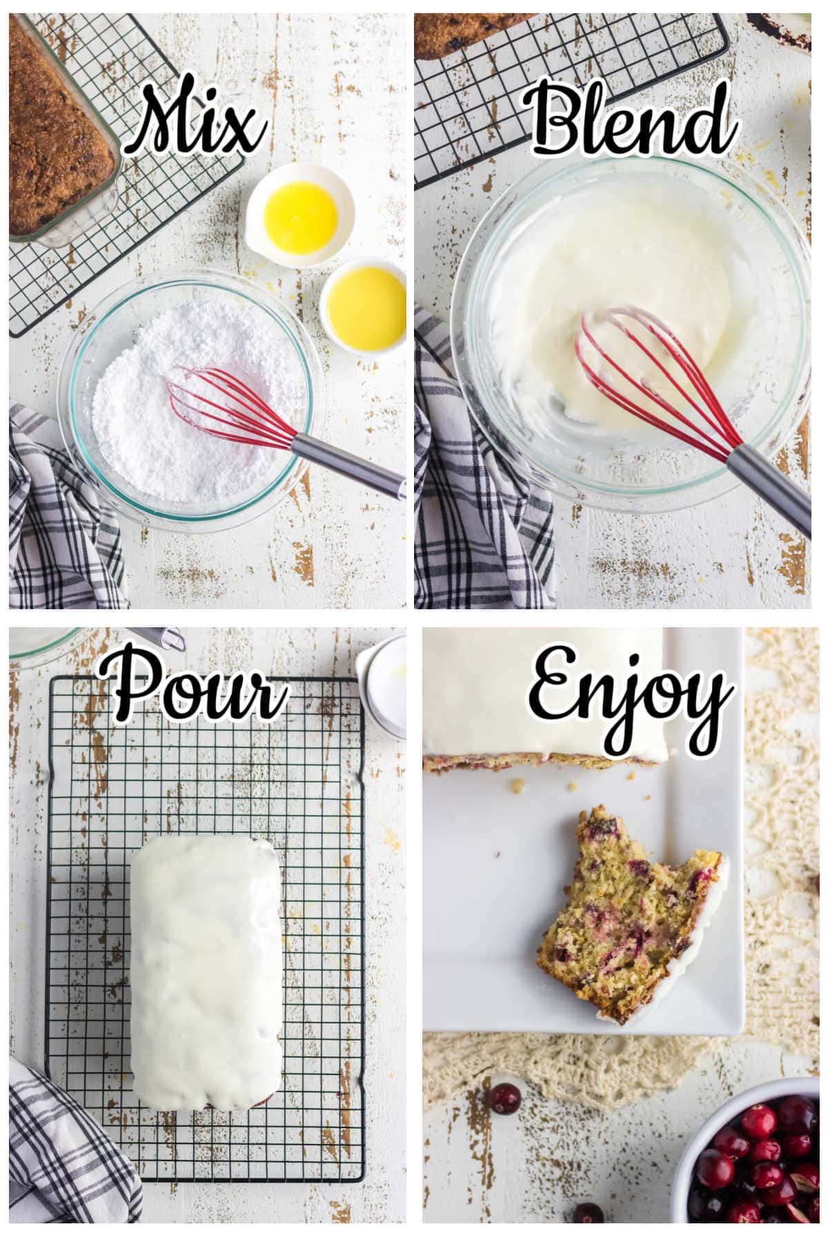 Steps for adding the glaze to the loaf.