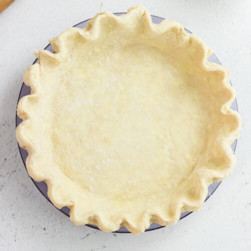 Overhead view of unbaked pie crust.