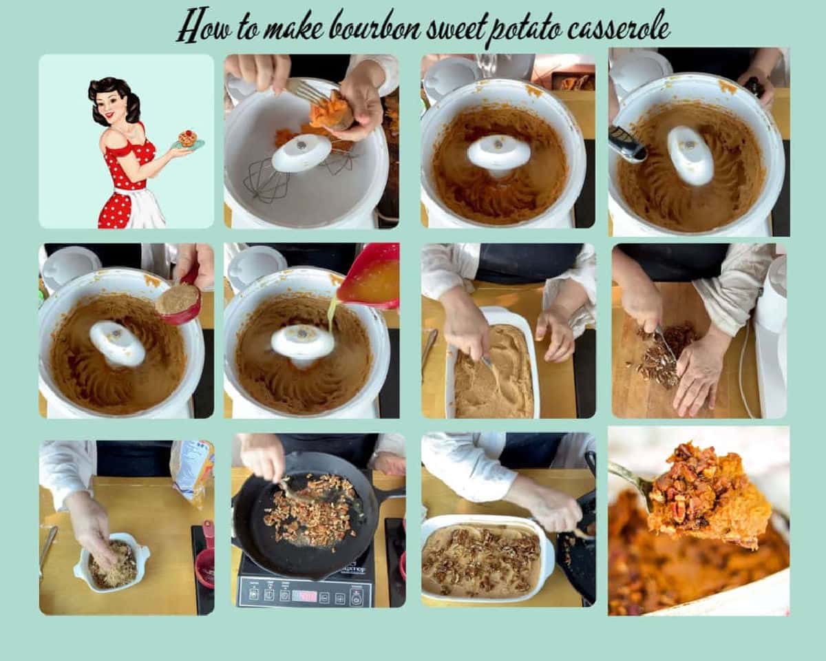 Collage of images showing how to make this recipe step by step.
