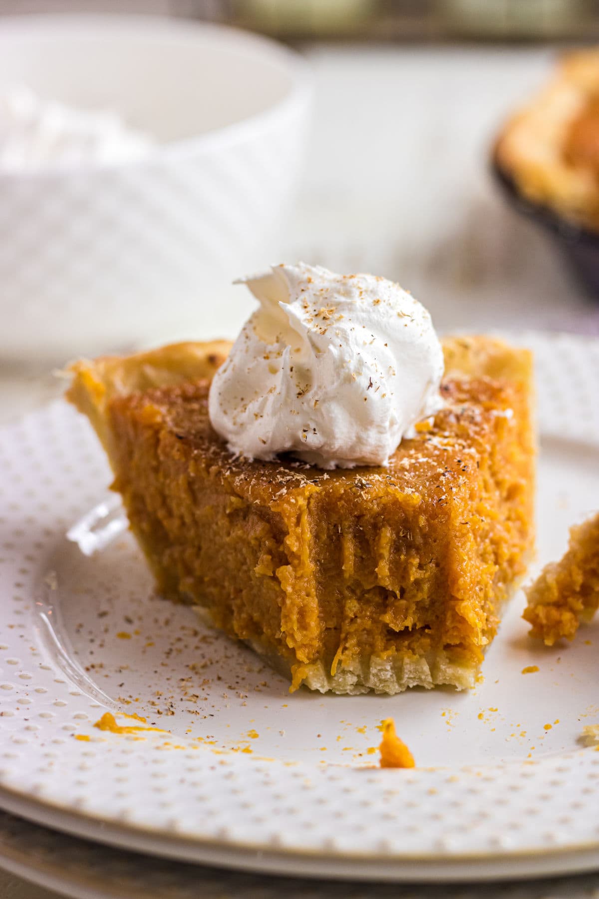 Closeup of a slice of pie.