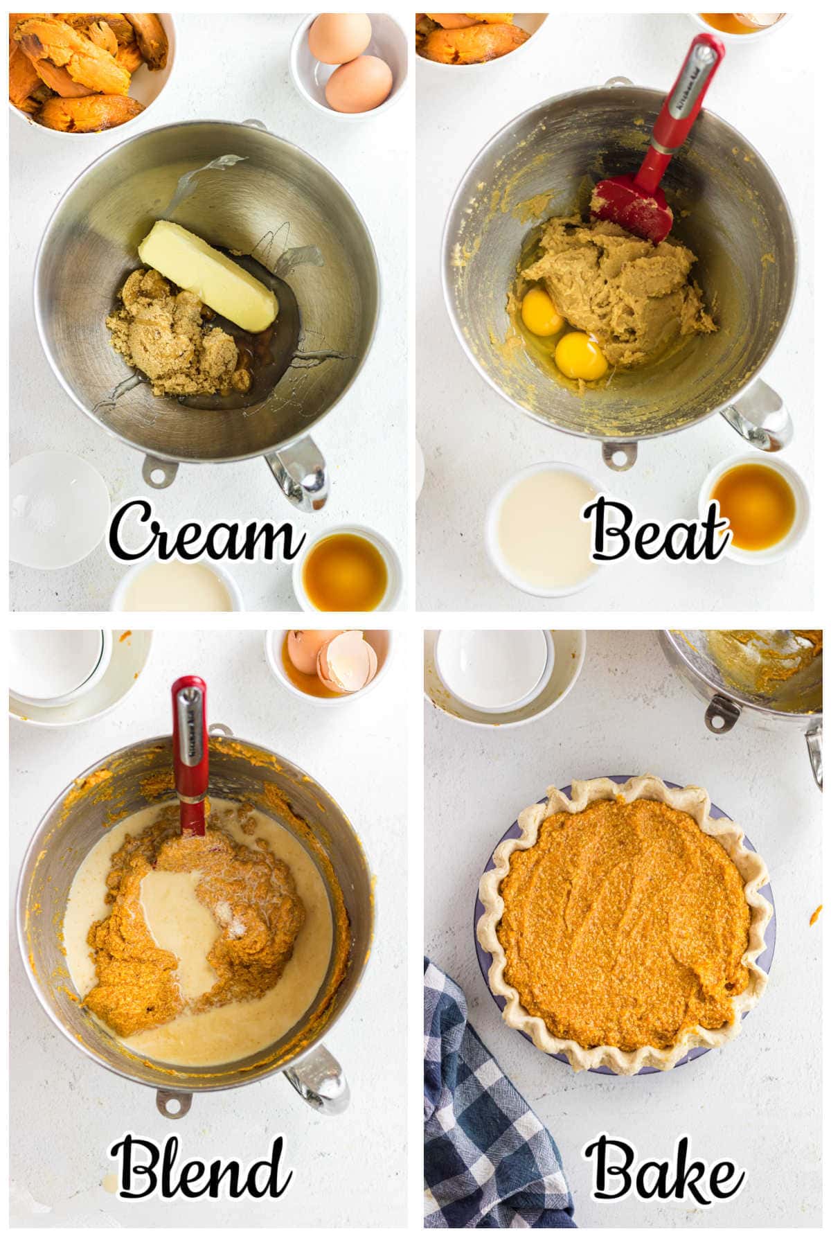 Steps to making sweet potato pie.