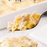 An image of the lasagna with a text overlay so it can be pinned to Pinterest.