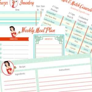 Collage of kitchen organizer sheets.