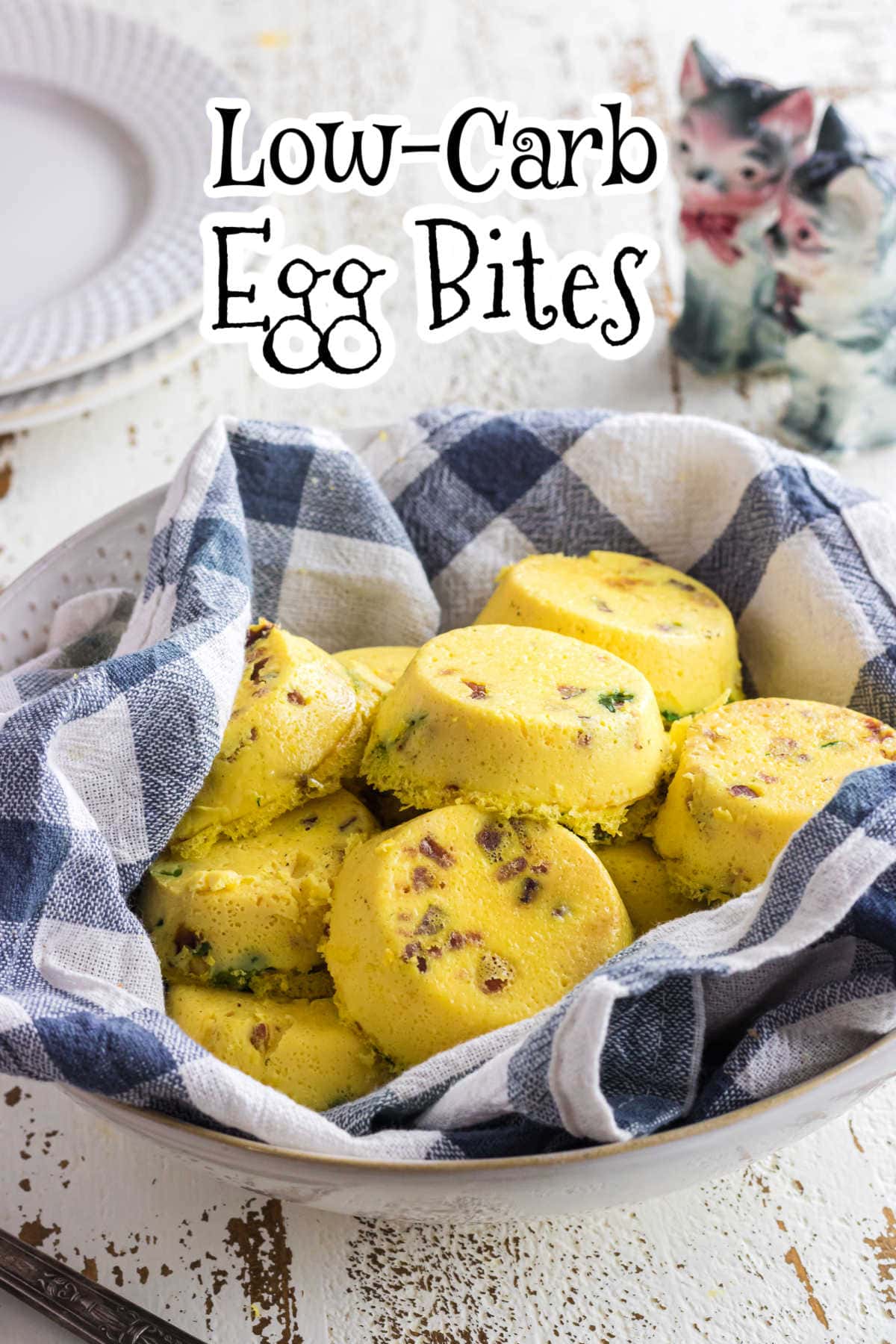 A bowl of egg muffins with a title text overlay.