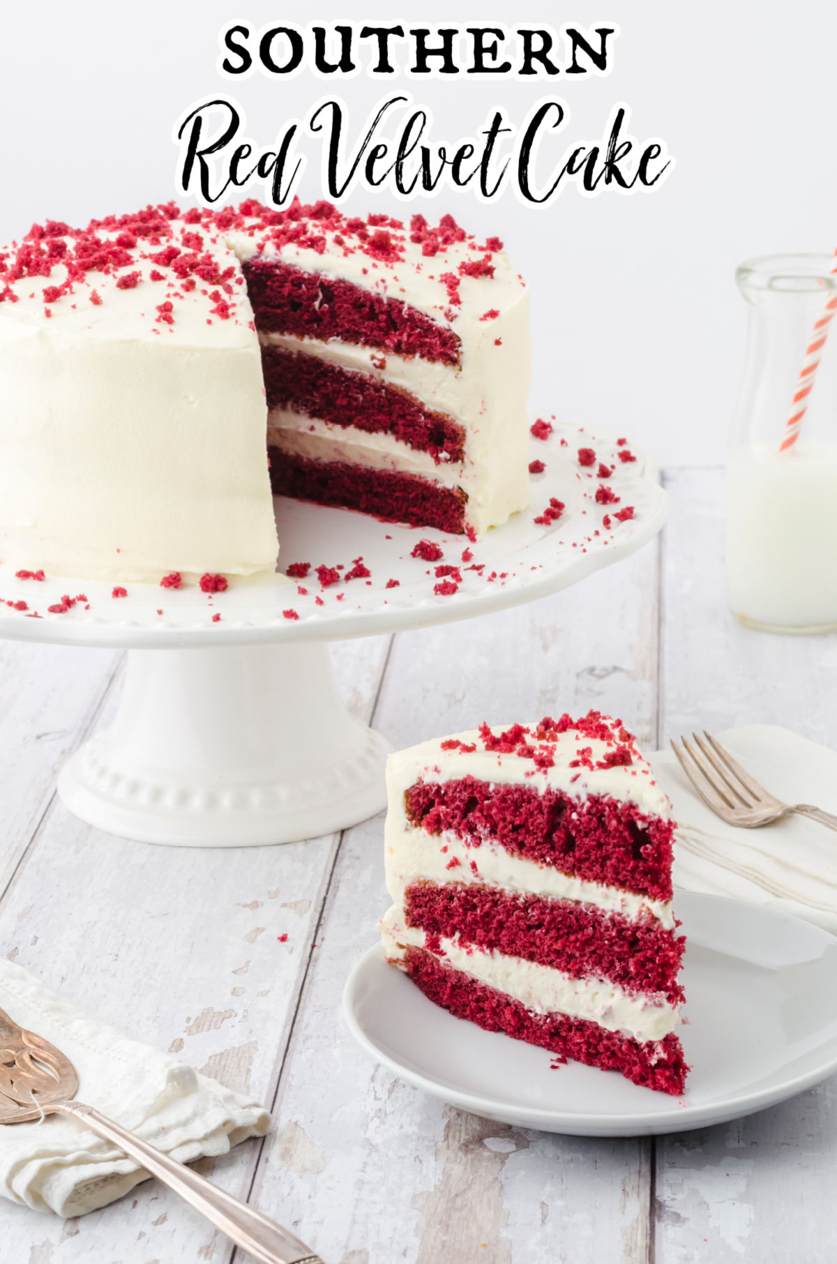 Title image; a slice of red velvet cake with a text overlay.
