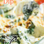 Spinach dip with text overlay for Pinterest.