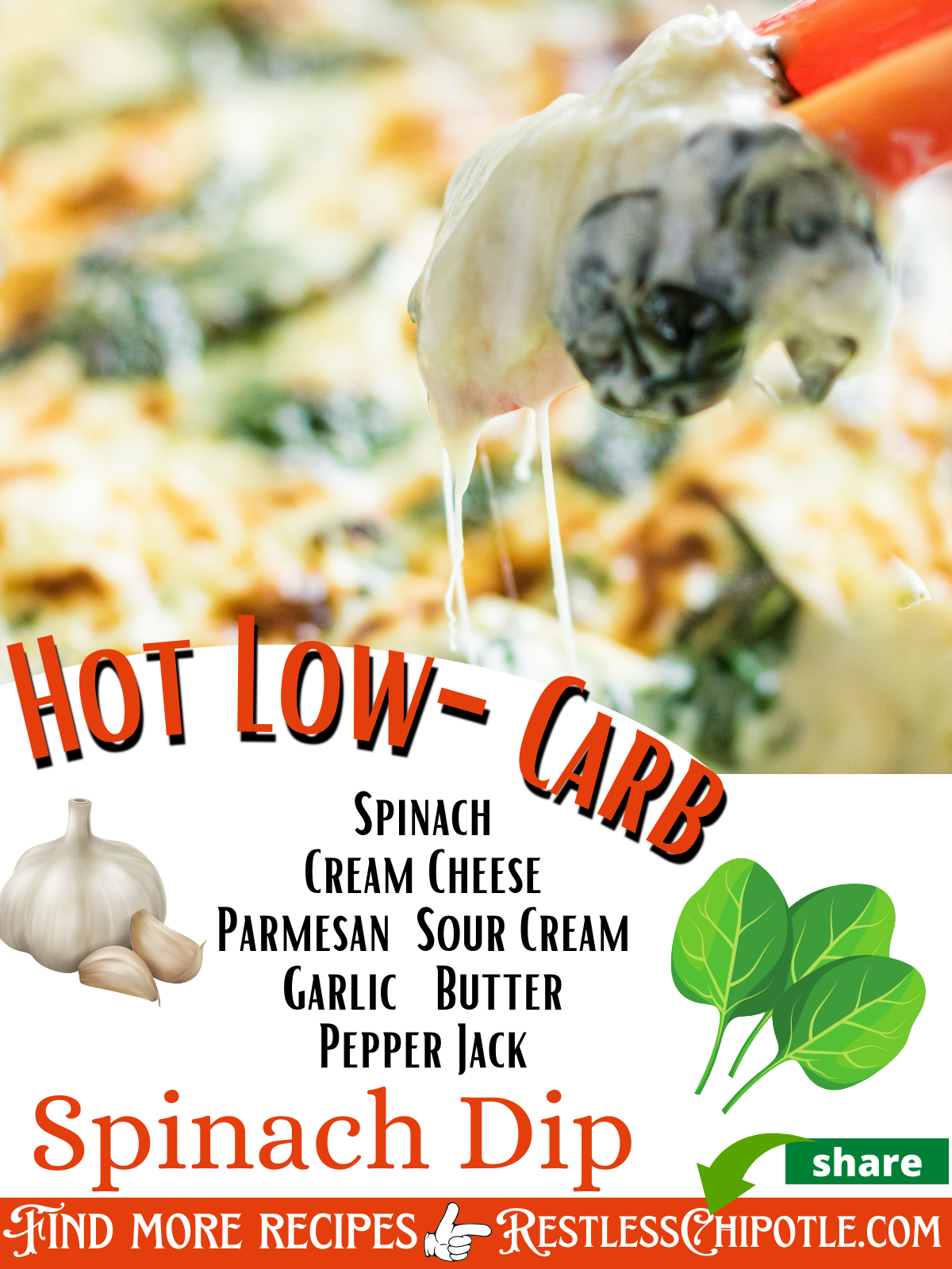 Easy Keto Spinach Dip (Hot, Creamy Low Carb Snack) - Restless Chipotle