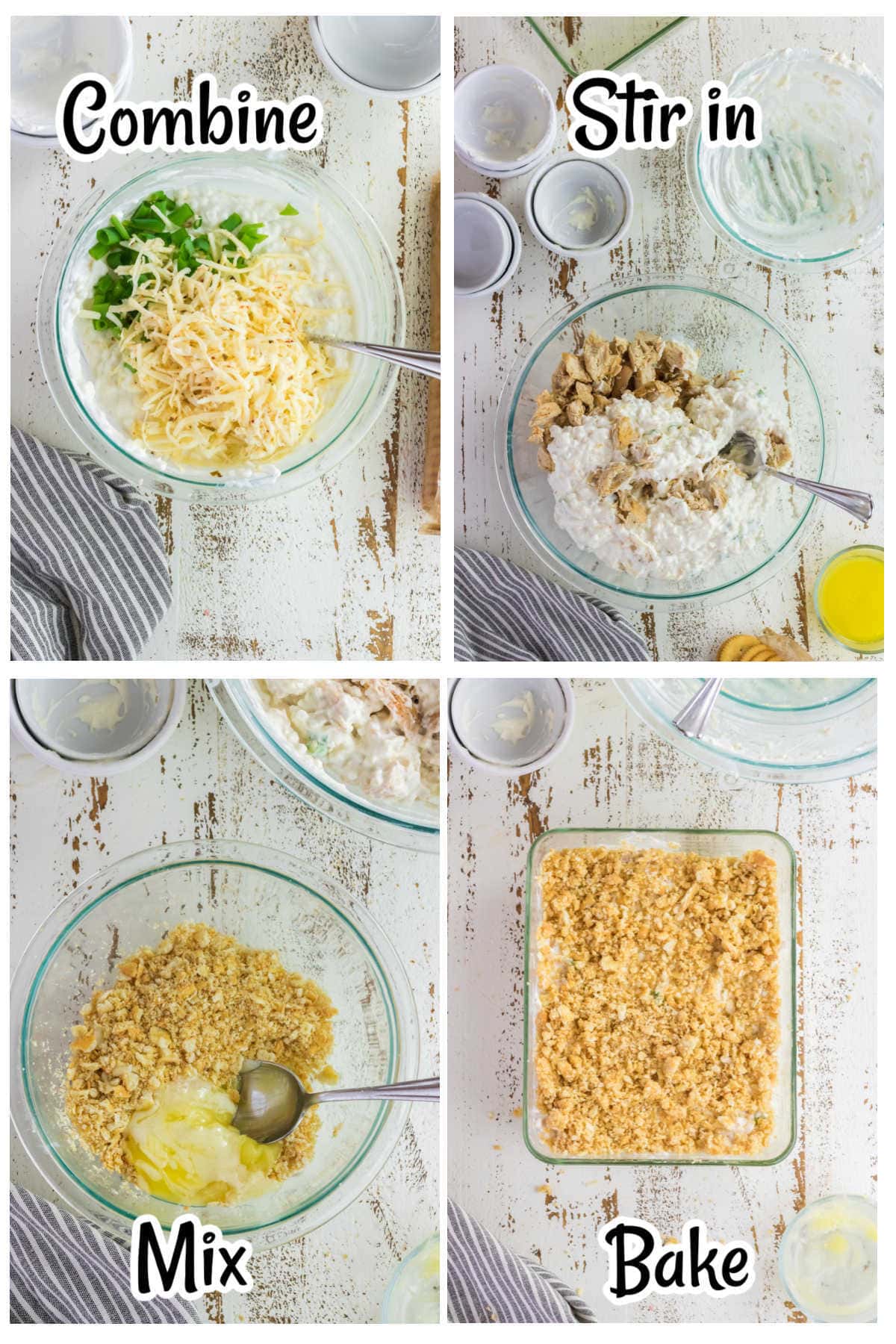 Step by step images showing how to make this casserole.