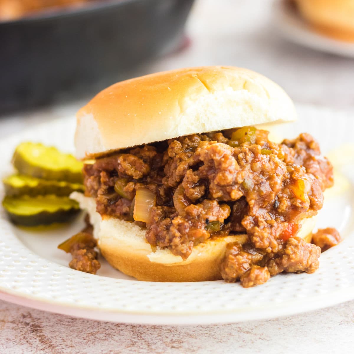 Closeup of a sloppy joe.