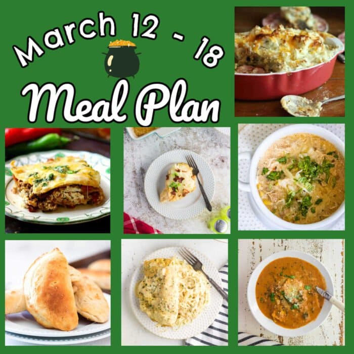 Collage of main dish images from this week's meal plan.
