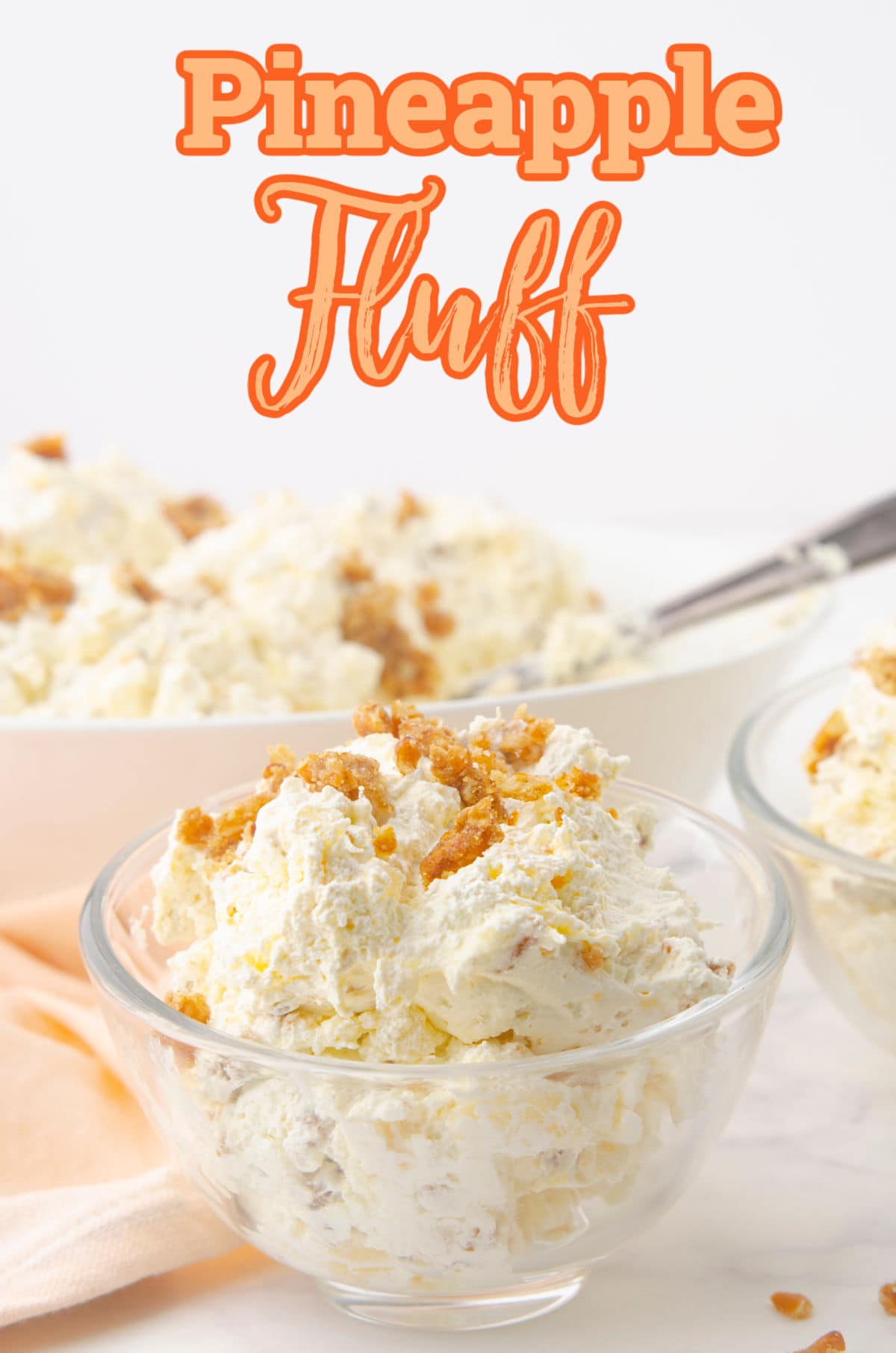 A bowl of creamy dessert with a title text overlay.