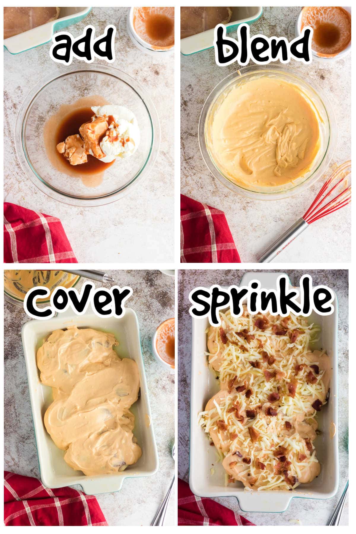 Step by step images for buffalo chicken.