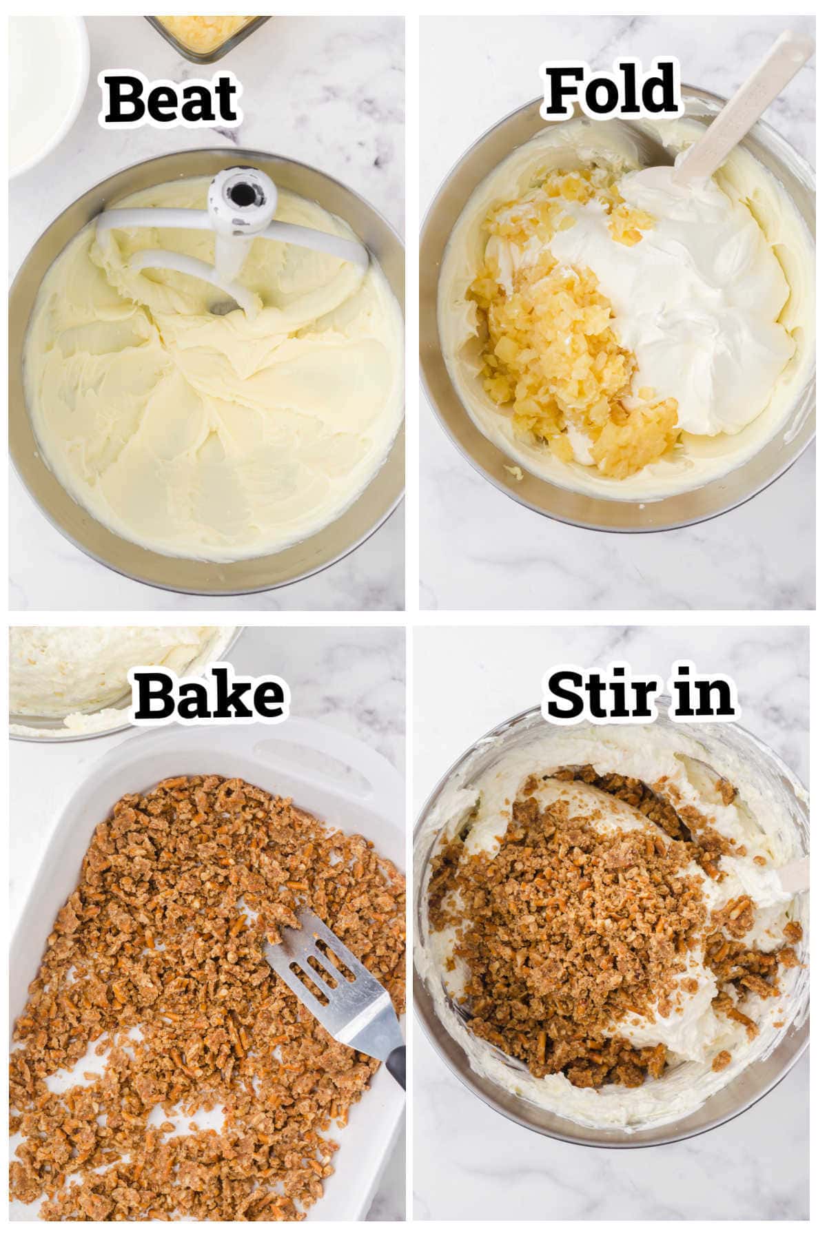 Steps to make pineapple fluff.