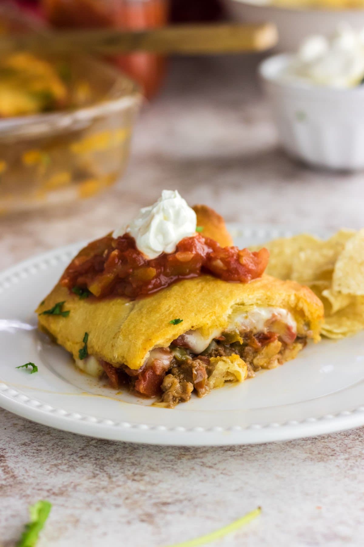 A plate with a serving of this casserole in it.