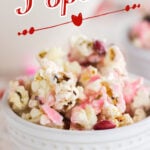 Bowl of popcorn with text overlay for Pinterest.