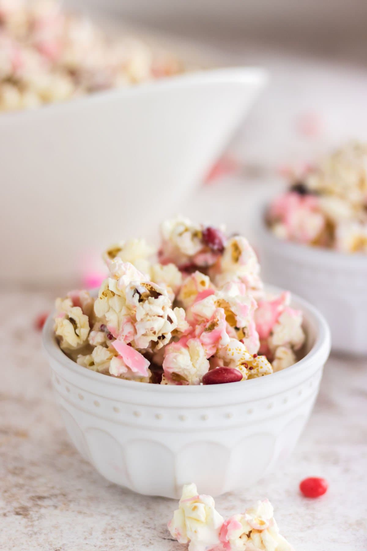 Closeup of popcorn in a bowl.