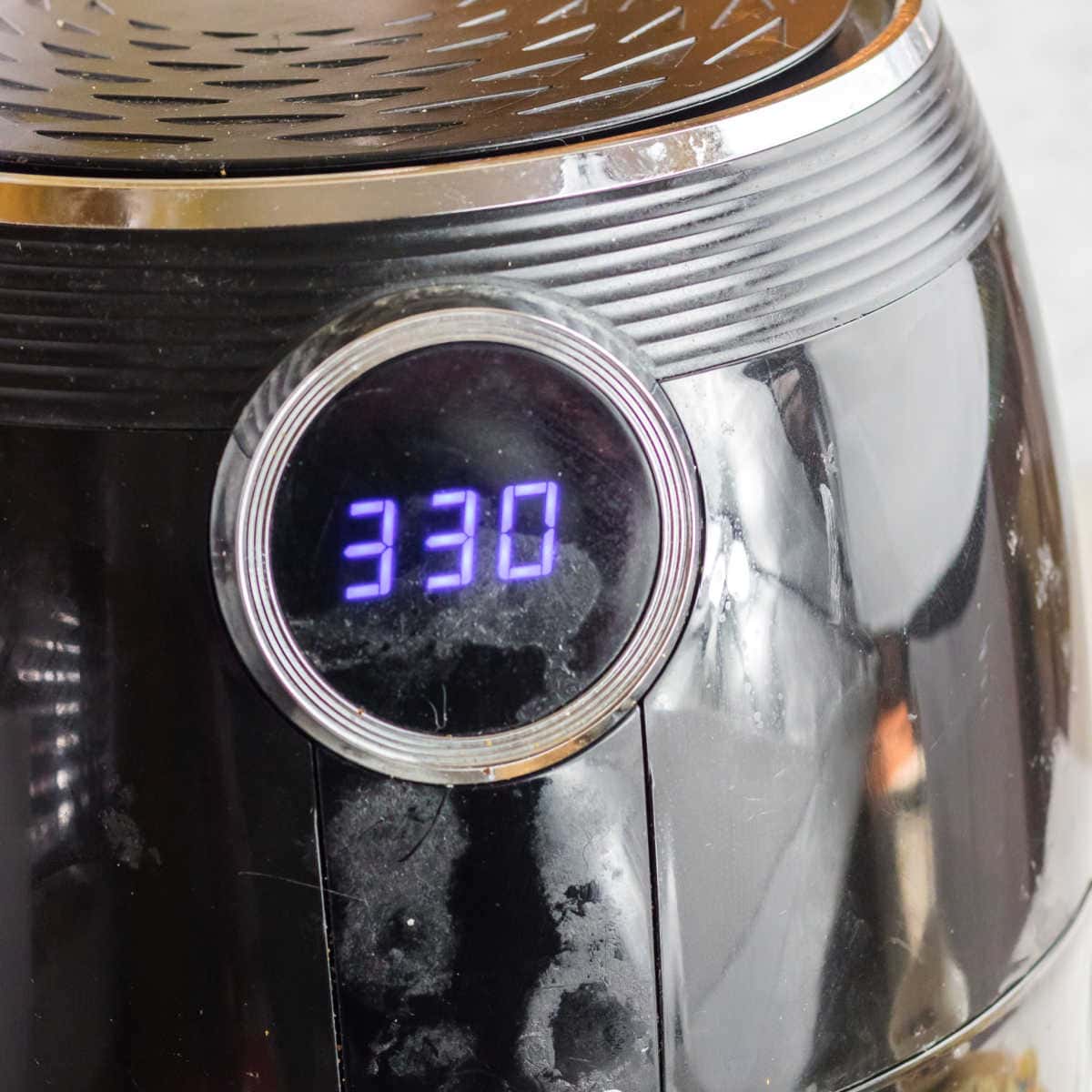 Air fryer timer set for 330F.