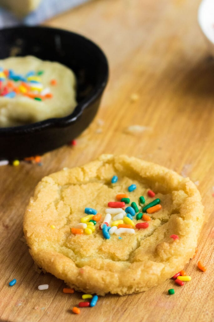 Closeup of the finished cookie showing texture.