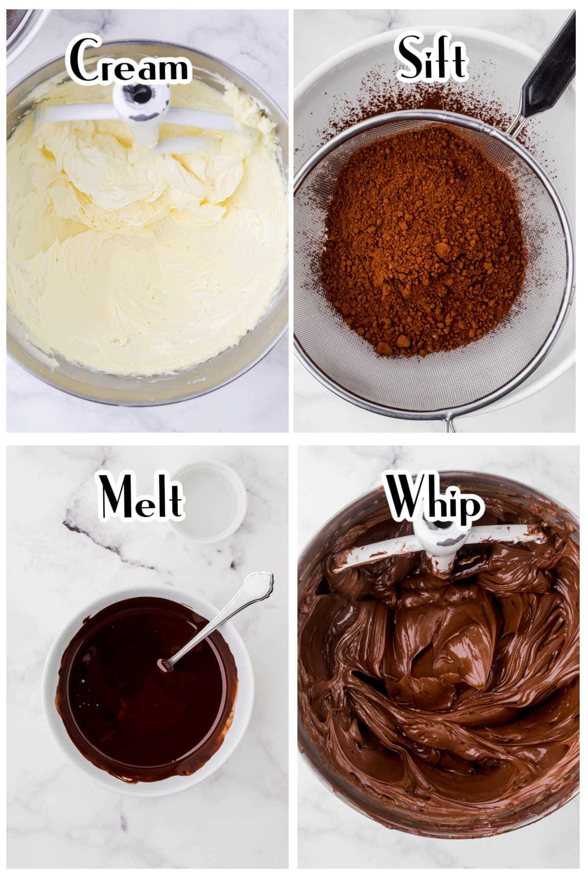 Steps for making the frosting.